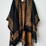 Soft Surroundings Leopard Poncho Wrap Sweater One Size Mobwife Photo 0