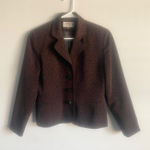 Kasper  Vintage Brown Leopard Suit Jacket Blazer‎ Business Casual Office Size 6P Photo 0
