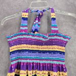 105. Purple Stripe Smock Halter Padded Swimwear Tankini Tank Top Extra Large Size XL Photo 2
