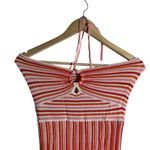 AMUR Valena Red Orange Pink Striped Knit Halter Neck Sleeveless Midi Dress Small Photo 6