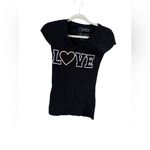 Derek Heart  Black Short Sleeve V Neck T-Shirt Small Photo 1