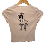 Reformation  Muse Tee Playing Cards Graphic Baby T-Shirt XS‎ Beige Ribbed Photo 1