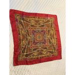 LIBERTY OF LONDON Scarf Geometric Paisley Silk Square Vintage Red Pink Gold Photo 8