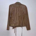 Cupcakes and Cashmere   Moto Zip Jacket Large Faux Suede SZ L Tan Photo 1