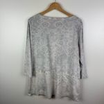 Soft Surroundings Dello Velour Paisley Tunic Top Sz Medium Gray 3/4 Sleeve Boho Photo 4