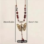 Retro Hollow‎ Copper Butterfly Pendant With Ceramic Beads Necklace Ethnic Style Photo 9