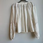 Aerie NWT  Crochet Sleeve Cream Button Down Cotton Gauze Size XL Relaxed Boho Top Photo 6