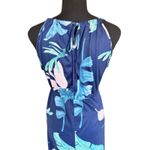 HUSKARYL Tropical Print Maxi Dress Sleeveless Pockets Size L Blue Size L Photo 4