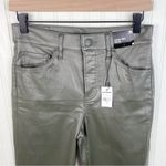 EXPRESS NEW Straight Ankle High Rise Faux Leather Pants Olive Green Size 2 Photo 3