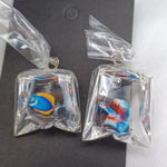 Handmade penguin and fish in a bag earrings Photo 2