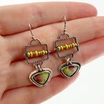 Earthy Green Antique Silver Earrings Photo 1