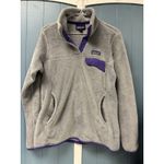 Patagonia  Women’s Snap-T Pullover Gray/Purple Jacket‎ Sweater Size Medium Photo 2