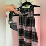 J.Crew  Back Tie Halter Top Blue Green Yellow Plaid Size 0 Sheer Layered Shimmer Photo 3