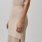 LaLavon Rosette Crochet Midi Dress Large Tan Photo 0