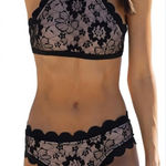 Beachsissi Elegant Black Floral Lace Bikini Set Photo 0