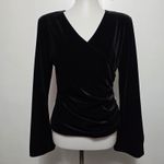 Vintage JBS LTD 90s Black Velvet Faux Wrap Ruched Blouse M Holiday Party Glam Size M Photo 1