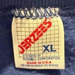 Vintage Christmas Sweatshirt Blue Embroidered poinsettia Candles XL shimmery Photo 1