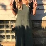 Olive Wide Leg Overalls Green Photo 0