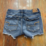 American Eagle Women's Blue Distressed Super Stretch Midi Jean Shorts Size 4 Photo 5