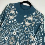 Vtg Y2K Kate Collins Abstract Paisley Knit Sweater Sz 2X Blue Boho Photo 3