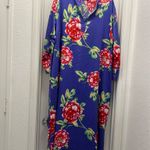 Natori 2X Kaftan Dress Blue Floral Maxi Lounge Resort Wear Photo 1