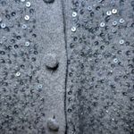 Talbots  Sequin Cardigan Sweater Lambswool Business Casual Career Church Gray Tan Photo 3