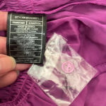 Steve Madden Pyper Satin Crew Neck Long Sleeve Ruffle Hem Blouse Purple XS NWT Photo 6