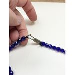 Vintage Deep Blue Faceted Glass Bead Necklace With Silver Photo 4