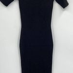 Cushnie Black Floral Jacquard Knit Short Sleeve Midi Dress Size XS Photo 6