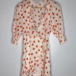 Rixo x‎ Target Dress Women's Size S Red/White Polka Dot Ruffle Wrap Vneck CP0300 Orange Photo 0