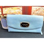 Michael Kors  Leather Powder Blue Zip-Around Wallet/Clutch Photo 1