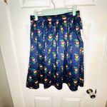 Modcloth  More Than Charming Cotton Skirt Santa Elf Print A-line Navy Blue Size M Photo 4