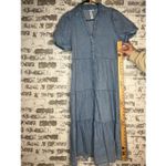 Grace + Karma | women denim button down dress puff sleeves Blue Photo 8