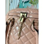 ALDO Pastel Pink Quilted Patent Faux Leather Satchel Bag Structured Purse OS Photo 4