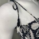 Farm Rio  Black/White POPLIN BEADED TROPICAL CELESTIAL SUNS MIDI DRESS M Photo 7