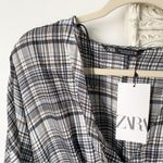 ZARA  Satin Effect Plaid Long Sleeve Mini Dress Photo 5