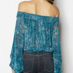 Free People Ginger Berry Sheer Top Burnout Velvet Women’s Medium Midnight Lagoon Photo 2