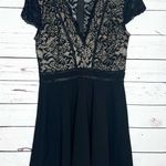 Black Lace Illusion Deep V Neck Mini Party Dress Size Small/Medium Photo 7