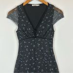 Suite Benedict Women’s Black Floral Sheer Sleeve Mini Dress Small Photo 5