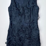 Samuel Dong 100% Silk 3D Rosette Brodee Organza Shift Dress Size 8 Black‎ Black Photo 0