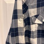 Sonoma  Women's Blue White Plaid 3/4‎ Sleeve Button Down Shirt Top Large Gorpcore Photo 2