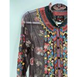 Johnny Was Biya Sheer Floral Embroidered Long Sleeve Button Front Duster Dress Photo 1