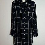 Anthropologie  Cloth & Stone black windowpane plaid button down dress Photo 0