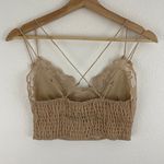 Free People ONE Beige Tan Boho Flocked Velvet Crochet Adella Strappy Bralette Photo 7