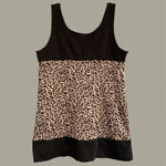 WD.NY Black & Tan Leopard Animal Print Jumper Mini Dress Color Block Size Large Photo 1