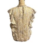 Joie  Cream Flutter Sleeve Blouse with Mock Neck Ruffles Photo 4