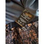 Evereve  Floral Smocked Mesh Top Women’s Large Boho Half Sleeve Tie Neck Ruffle Photo 3