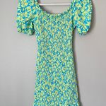 Maaji NEW Clarissa Reversible Smocked Puff Sleeve Ruffle Mini Dress Blue Floral Photo 7