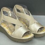 Fly London Gored Cross Band Rale Wedges Silver - Size 39 US 8.5 Photo 0