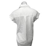 Gap  Women's White Eyelet Lace Up Tie Short Sleeve Collar Shirt Blouse Top Size M Photo 1